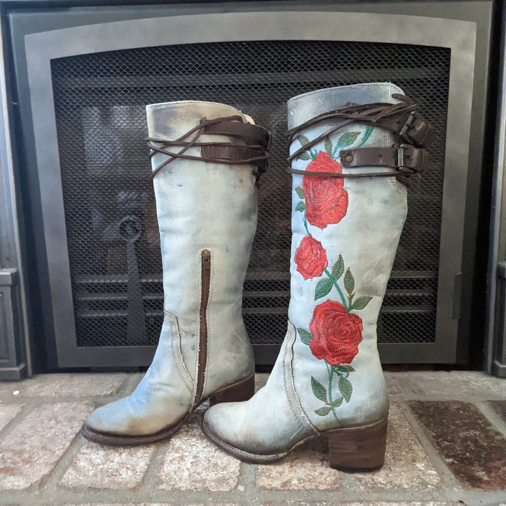 RARE FreeBird Cryus Boots in Denim Size 6 - Picture 14 of 16